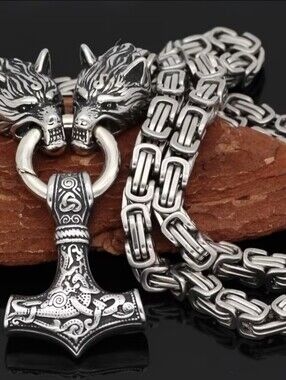 High Quality Men Wolf Head Viking Stainless Steel Necklace Pendant